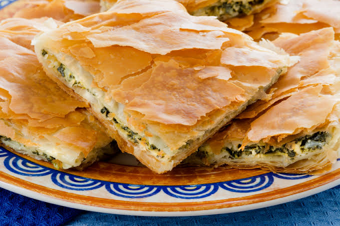Spanakopita, torta de espinafre e feta